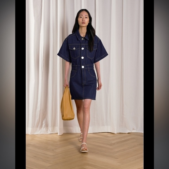 NWT FRAME Oversized Denim Mini Dress 💙 XS - Picture 1 of 11